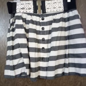Charlotte Russe Black and White Striped A-Line Skirt